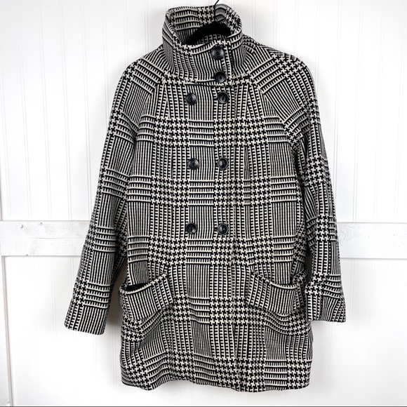 REISS Houndstooth Button Down Coat - Picture 1 of 6